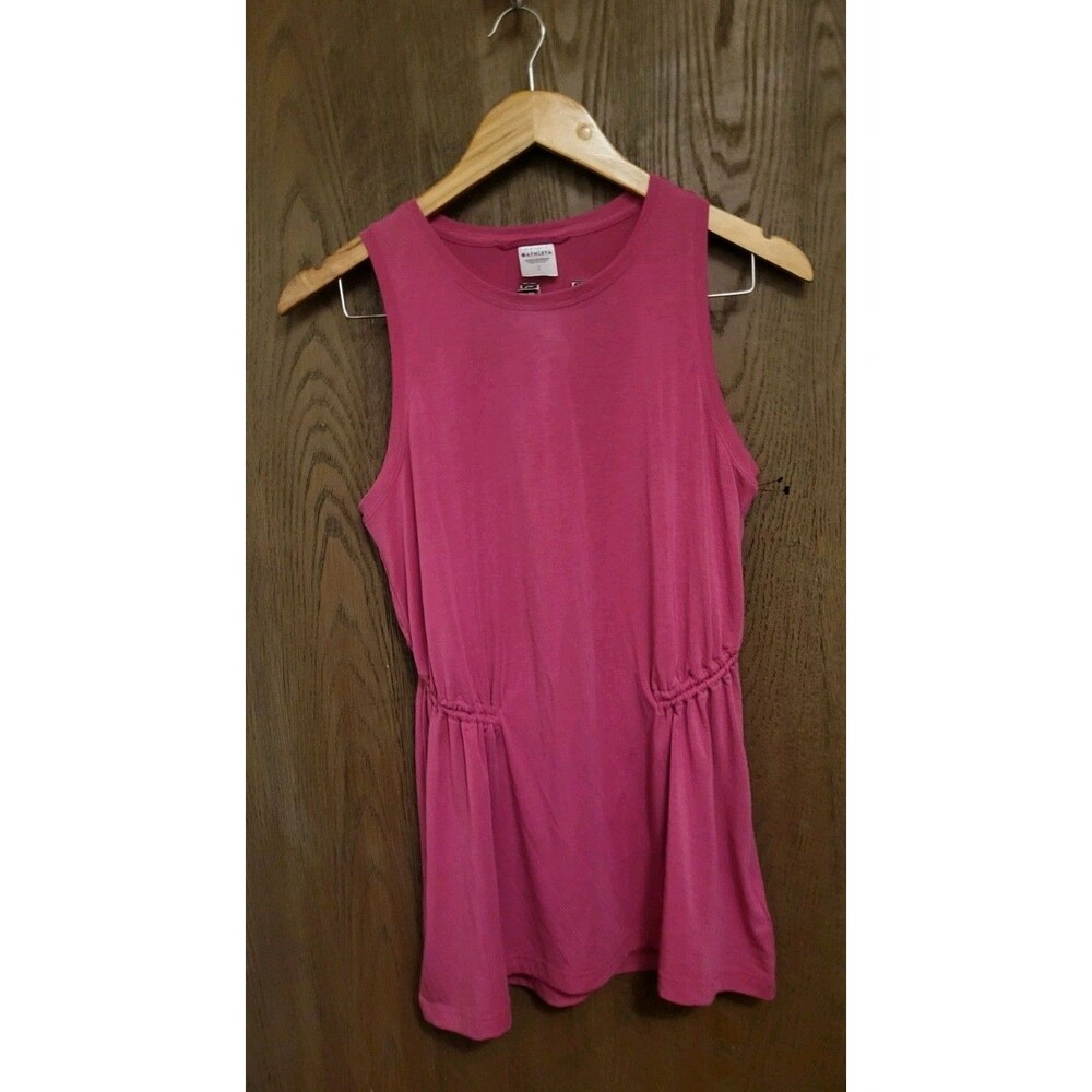Athleta Womens Air Out Pink Ruched Cinched Active Tank Top Size Small